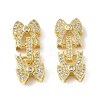 Rack Plating Brass Micro Pave Clear Cubic Zirconia Fold Over Clasps KK-G448-03G-1