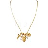 Bohemian Brass Micro Pave Clear Cubic Zirconia & Imitation Pearl & Opalite Cross Heart Oval Pendant Square Snake Chain Necklaces WGC9CA1-01-3