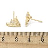 Brass Clear Cubic Zirconia Stud Earrings EJEW-Q014-10G-2