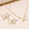 Butterfly Acrylic Rhinestone with Iron Pendant Necklaces & Stud Earrings Sets for Women WGFFCAF-04-1