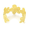 Flower Rack Plating Brass Open Cuff Bangles for Women BJEW-P322-05G-3