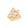 Brass Micro Pave Clear Cubic Zirconia Charms KK-Z151-18G-W-2