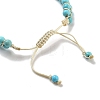 Natural Crackle Turquoise & Synthetic Turquoise Braided Round Bead Bracelets BJEW-K251-06I-4