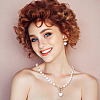 ABS Plastic Pearl Heart Pendant Necklace with Beaded Chains & Dangle Stud Earrings SJEW-AN0001-18-4