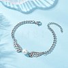Alloy Wing & Shell Pearl Link Bracelets BJEW-TA00701-1