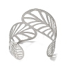 Titanium Steel Hollow Leaf Open Cuff Bangles for Women BJEW-G719-11P-3