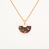 Dyed Natural Paua Shell Fan Shaped PEndant Brass Rope Chain Necklaces for Women WG60023-03-2