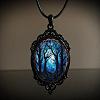 Oval Gothic Alloy Glass Halloween Pendant Necklaces for Women FS-WG73C21-07-1