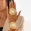 Oval Iron & Imitation Pearl Bangles & Cuff Rings Sets for Women WGBFE6E-01-3