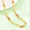 7MM Brass Pave Cubic Zirconia Figaro Chain Necklaces NJEW-D324-05G-01-4