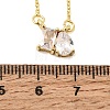 Brass Pave Cubic Zirconia Rectangle & Teardrop Pendant Cable Chain Necklaces KK-CBAB173-05G-12-5