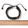 Adjustable Woven Round Synthetic Lava Rock & Imitation Quartz & Natural Tiger Eye Braided Bead Anklets for Women AJEW-D071-01C-2