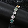 Brass Micro Pave Clear Cubic Zirconia Link Chain Bracelets for Women BJEW-C156-03P-1