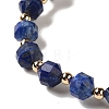 Faceted Natural Lapis Lazuli Stretch Beaded Bracelets BJEW-P318-01G-05-3