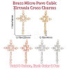 6Pcs 3 Colors Brass Pave Clear Cubic Zirconia Connector Charms ZIRC-BBC0001-90-2
