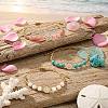 3Pcs Minimalist Adjustable Synthetic Turquoise & Watermelon Stone Glass & Natural Shell Beads Braided Bead Bracelets SR5600-4-2