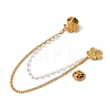 304 Stainless Steel Pave Clear Cubic Zirconia & ABS Pearl Flower Hanging Chain Brooch JEWB-S021-05G-3