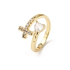 Brass Micro Pave Cubic Zirconia Cuff Rings for Women RJEW-L334-04G-4