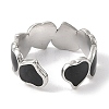 Heart 304 Stainless Steel Enamel Open Cuff Rings for Women RJEW-F166-30P-01-3