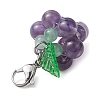 4Pcs 4 Styles Grape Natural Green Aventurine & Hemimorphite & Rose Quartz & Carnelian & Amethyst Pendant Decoration HJEW-TA00293-6
