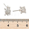 Brass Micro Pave Clear Cubic Zirconia Stud Earrings EJEW-R016-26P-03-5