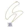 Handmade Flower Printed Porcelain Ceramic Beaded Star Pendant 304 Stainless Steel Chain Necklaces NJEW-MZ00143-4