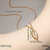 304 Stainless Steel Pave Clear Cubic Zirconia & Natural White Shell Pendant Necklaces for Women WG91666-01-1