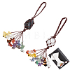 WADORN 2Pcs 2 Styles Gemstone Pendant Decoration with Gemstone Chip Tassel and Nylon Thread AJEW-WR0001-71B-1