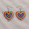 Pride Rainbow Flag Resin Heart Dangle Earrings PW-WG96446-01-3