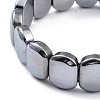 Natural Terahertz Stone Oval Beaded Stretch Bracelet G-D461-20C-3