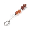 Faceted Round Natural Quartz Crystal & Carnelian & Red Jasper Beaded Pendants PALLOY-JF03529-01-3