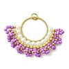 Glass Seed Beaded & Brass Linking Rings Pendnats PALLOY-MZ01340-01-1