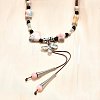 Ethnic Style Alloy & Porcelain Ceramic Beads Butterfly Pendant Tassel Y Necklaces NJEW-D308-01C-4