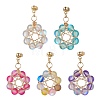 Flower Synthetic Moonstone Dangle Stud Earrings EJEW-JE06336-2