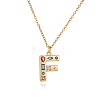 Brass Pave Colorful Cubic Zirconia Initial Pendant Necklaces for Women FS-WG02860-06-1