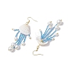 Glass & Natural Shell & Non-magnetic Synthetic Hematite Dangle Earrings EJEW-MZ00383-03-4