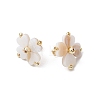 Clover Natural Freshwater Shell Stud Earrings EJEW-JE06387-5