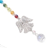 Chakra Glass Beads & Brass Angel Hanging Suncatchers HJEW-JM04685-4