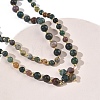 Saint Patrick's Day Natural Indian Agate Clover Pendant Round Beaded Necklaces with Brall Heart OT Clasps NJEW-G202-02G-01-3