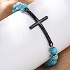 Round Synthetic Turquoise Bead Stretch Bracelets BJEW-F493-05EB-02-3