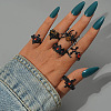 6Pcs 6 Styles Alloy Rhinestone Cuff Rings Sets WG9487C-01-1