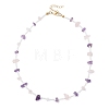 Natural Amethyst & Rose Quartz Chip & Glass Seed Baeded Necklaces for Women NJEW-JN05603-03-3