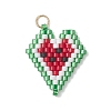 Glass Seed Beaded Heart Pendants PALLOY-MZ01136-1