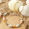Bohemian Natural Gemstone & Seashell & Brass Beads Braided Bead Bracelets OF4081-1