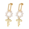 Bowknot Brass Rhinestone Dangle Stud Earrings EJEW-JE07065-2