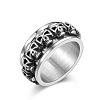 Stainless Steel Skull Rotatable Finger Ring LS-SKUL-PW0002-040E-AS-1