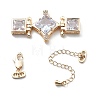 Brass & Cubic Zirconia & Glass Watch Band Clasps KK-G523-03G-01-1