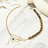 Brass Moon Star Pendant 304 Stainless Steel Figaro Chain and Natural Tiger Eye Round Beaded Necklaces for Women NJEW-TA00238-1