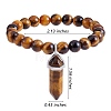 Natural Tiger Eye Stretch Bracelet with Bullet Shape Charm BJEW-SZ0002-56B-7