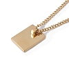 Stainless Steel Initial Letter Rectangle Pendant Necklace for Men Women NJEW-E090-01G-09-3